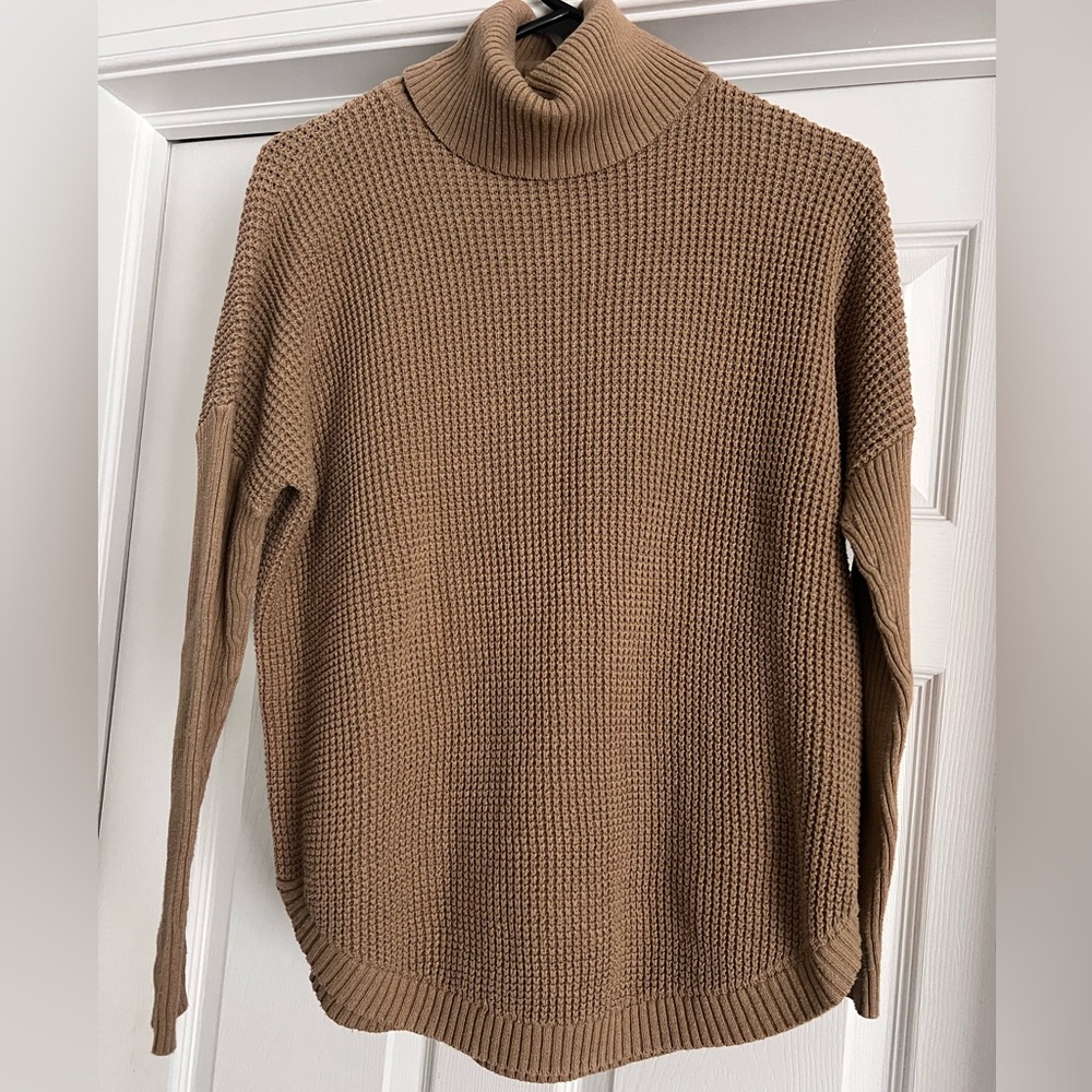 Michael Kors Tan Waffle Knit Turtleneck Sweater